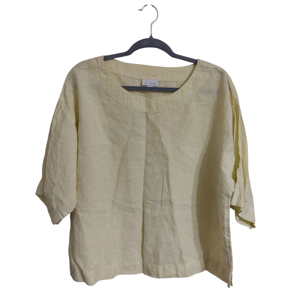 Purejill Elegant Cream Linen Blouse